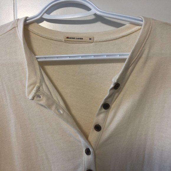 Marine Layer Double Knit Henley Long Sleeve, Size M - Picture 5 of 6